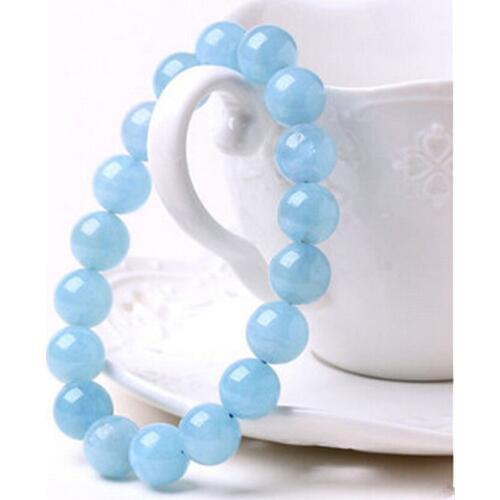 Wholesale Free Shipping 9mm Natural Ocean Stone Bracelets For Women Femme Charm Stretch Round Crystal Beads Bracelet