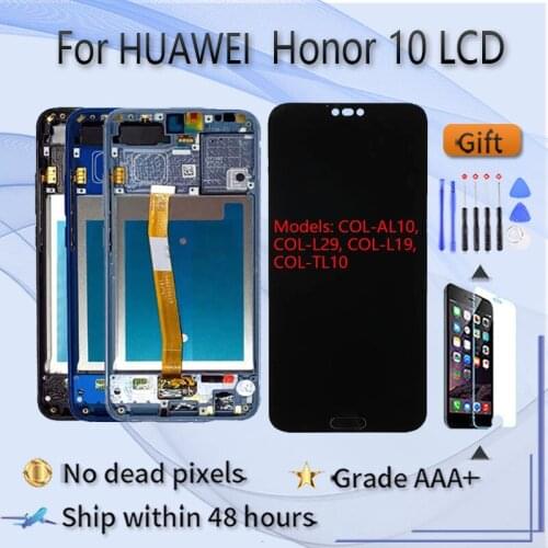 For HUAWEI Honor 10 Version COL-AL10 L29 L19 Original LCD screen assembly with front case Black blue gray