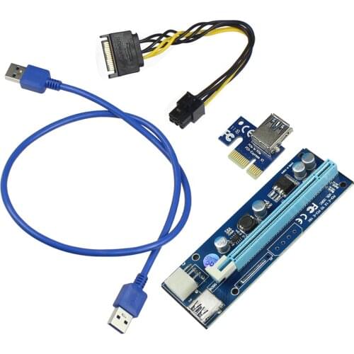 Pci-e Riser Card 1x To 16x GPU Usb 3.0 Extender Pci Express Riser X1 X16 Card Adapter SATA 6Pin Power Cable For Miner BTC Mining