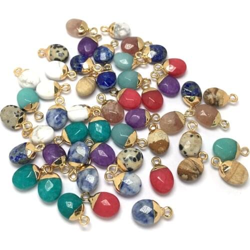 5pcs/lot Natural Stone Pendants Section Water Drop Shape Charms Pendants for Making DIY Bracelet Necklace Jewelry Size 8x8mm