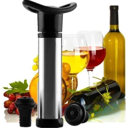 Wine Stopper With Vacuum Pump Bar Wine Preserver Aerator Stainless Steel Bottle Stopper Keep Wine Fresh Saver Sealing Leak-Proof