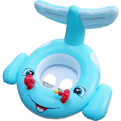 Cartoon Whale Baby Swimming Ring Anti Rollover Water Seat Inflatable Circle Pool Rubber Ring Kids Infant Float Beach Party Toy