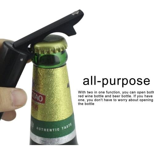 Bottle Opener Fridge Magnet 2-In-1 Wine Bottle Shaped Corkscrew Refrigerator Magnet with Spiral Head