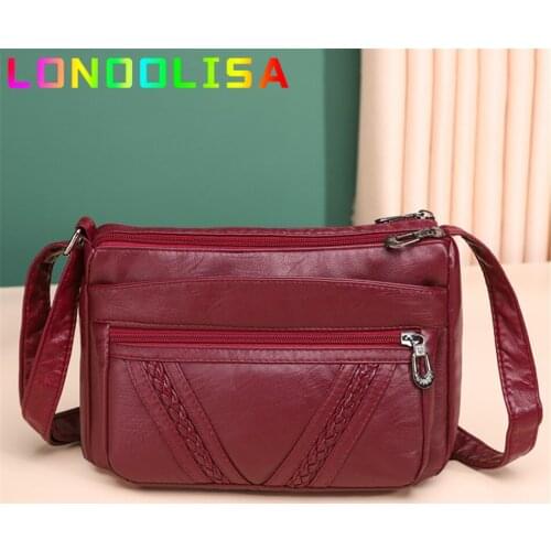 Multi Pocket Women PU Leather Crossbody Bag 2021 Elegant Shoulder Bags Female Retro Handbag and Purse Messenger Bags Sac A Main