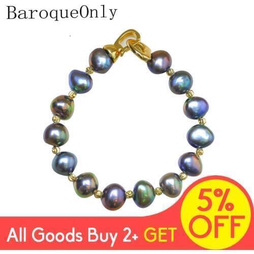 BaroqueOnly High Quality Natural Freshwater Pearl Bracelets HEART CLASP mixed-colour irregular Pearl Jewelry customizable