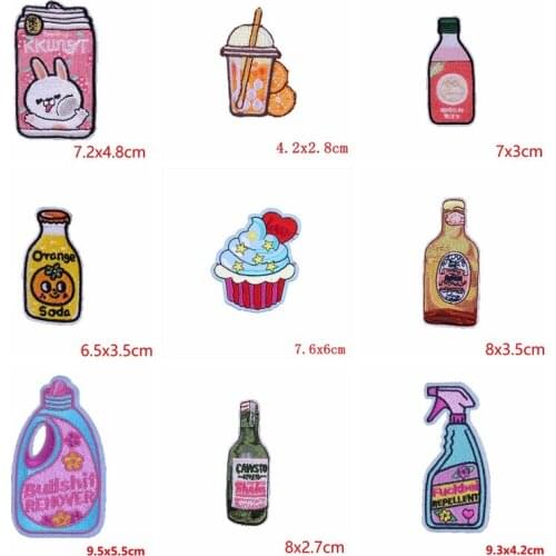 Cartoon Drink Patches For Clothes Embroidery Patch Sewing For Jacket Accessories Applique Fashion Decor Iron on Patch For Cloth