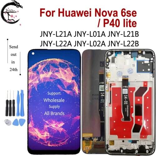 6.4" LCD With Frame For Huawei Nova 6SE LCD P40 lite Display Screen Touch Digitizer Assembly Nova6se P40lite Diaplsy Tested OK