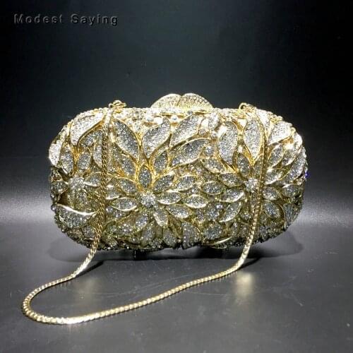 Gold Bling Rhinesone for Wedding Party Handbags 2018 Oval Shiny Sparkly Crystal Prom Evening Purse Dolly Bag Wedding Accessories