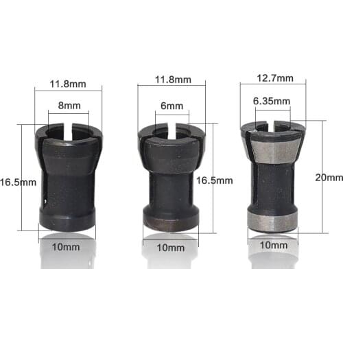 1Pc Collet Chuck Adapter Engraving Trimming Machine Electric Router 6.35mm/8mm/6mm