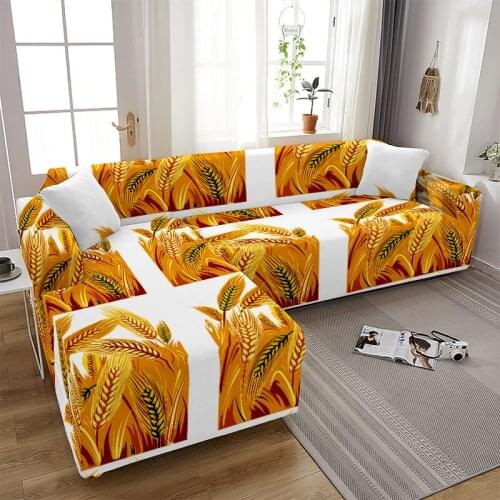 1 Piece Of Rice Printing Elastic Stretch Sofa Cover L-Shaped Living Room Dustproof Sofa Cover Corner Sofa Cover Protective Cover