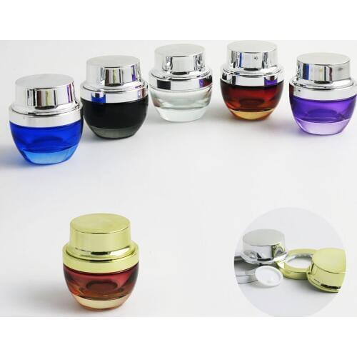 120 x 50g Black Cute Clear Amber Blue Purple Glass Make Up Container With UV Shining Silver Gold Cap Cream Jar 50ml 50cc 5/3oz