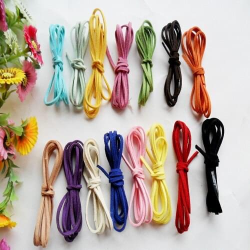 150 meters 2.5mm wide multi Colored Soft faux flat Suede Woven Suede Cording string sampler set or color on choice