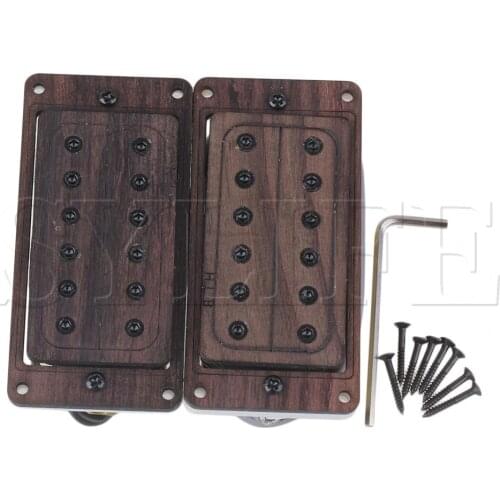 2x Rose Wood Neck Bridge Humbucker Pickups 50/52mm Electric Guitar w/ Surrounds