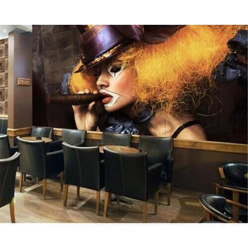 Beibehang 3D Wallpaper Tooling Backdrop Bar | KTV Decorative Retro Clown Girl Living Room Bedroom mural wallpaper for walls 3 d