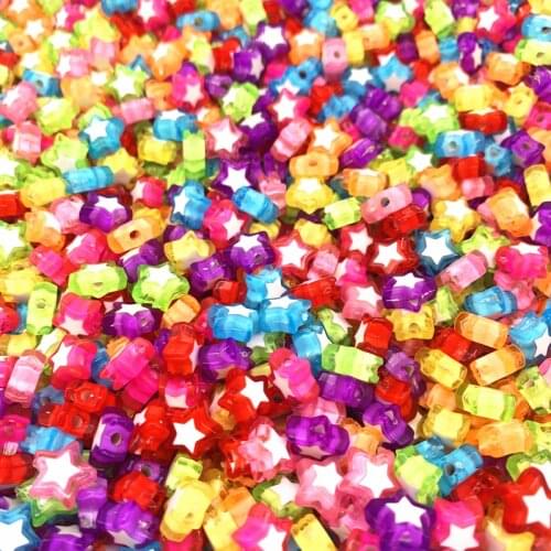 50pcs 8mm Five-pointed Star Acrylic Beads Loose Spacer Beads for Jewelry Making DIY Bracelet Accessories