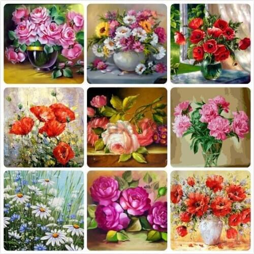 5D DIY Full square Diamond painting Flower arrangement Cross stitch Diamond embroidery round Diamond mosaic animal Decor gift