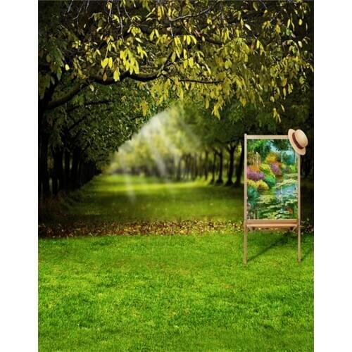 5x7ft Green Tree Lawn Painting Photography Backdrops Photo Props Studio Background
