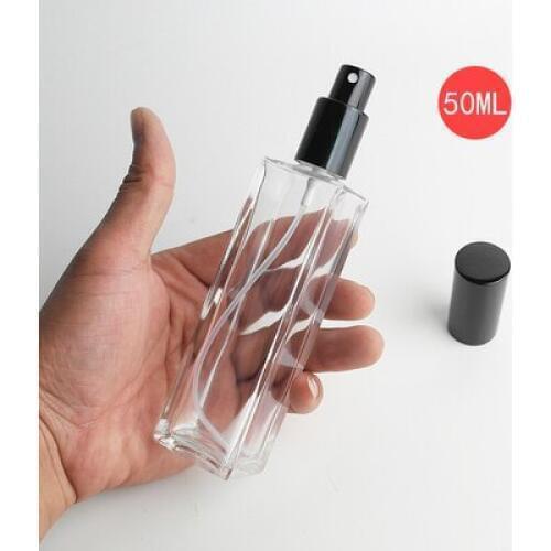 DHl FREE 50pcs 50ML Glass Perfume Spray Bottle spray scent pump case as gift empty glass cosmetics bottles wholesale