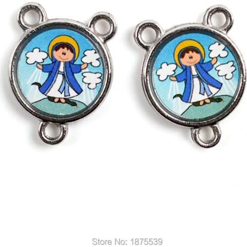 Religious Carton Image 3 Holes Rosary Center Medal For Children