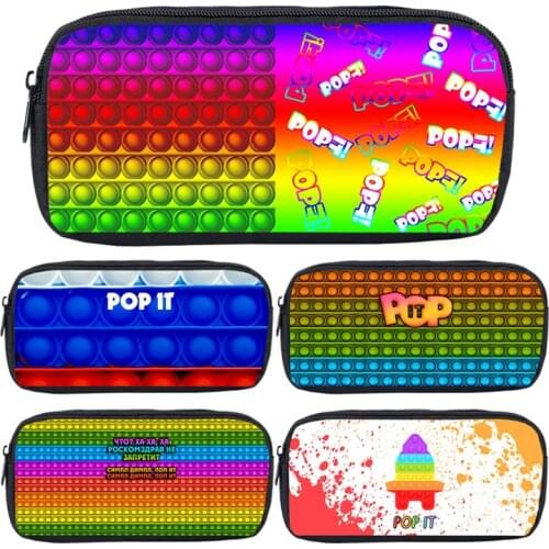 Hot 3D Print POP It Pencil Case Cartoon Makeup Box Cosmetic Cases Stationery Storage Bag School Supplies Family Games Pop Fidget