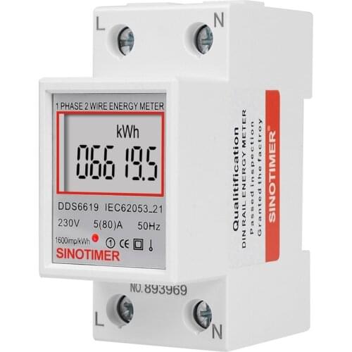 DDS6619-005 Electric Power Meter Digital Lcd Screen Two Wire Single Phase Power Meter Kwh Ac 230v 50hz Din Rail