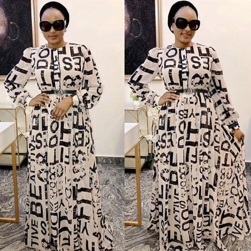 Letter Print Long Maxi Dress 2021 African Dresses For Women New Fashion Dress Elegant Oversized Dress African Print Dresses