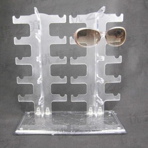 Double Row 10 Pairs Sunglasses Transparent Two Row Sunglasses Rack Glasses Holder Plastic Glasses Display Stand WJ910