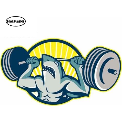 HotMeiNi 13cm x 7.3cm for Shark Weightlifter Lifting Barbell Personality Creative Car Sticker Vinyl Graffiti Decal Waterproof