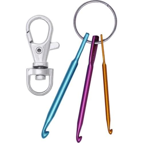 LMDZ Mini Crochet Hooks with Keychain and Swivel Hooks Aluminum Knitting Needles Tool Suitable for Yarn Knitting and Sewing
