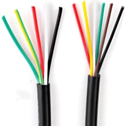 18 AWG 0.75MM2 RVV 2/3/4/5/6/7/8/10/12/14/16/18 Cores Pins Copper Wire Conductor Electric RVV Cable Black