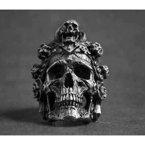 Santa Muerte Death Skull Ring 316L Stainless Steel Jewelry Titanium Steel Men Ring Punk Biker Rings