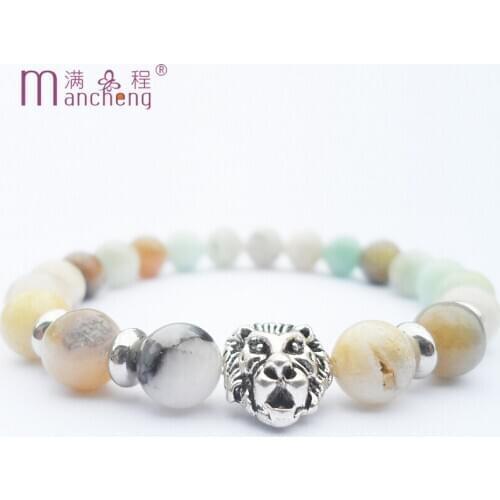 Men Vintage Lion head Amazons beads bracelet New Rope Amazons Lion bracelet Charm strand jewelry women for 2020