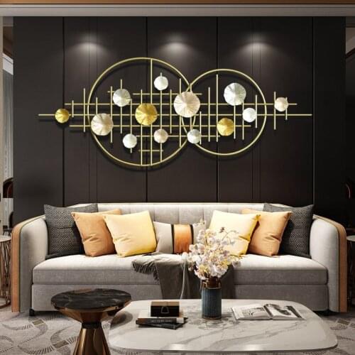Nordic Luxury Wrought Iron Wall Hanging Home Livingroom Background Wall Mural Decoration Restaurant Hotel Wall Sticker Crafts