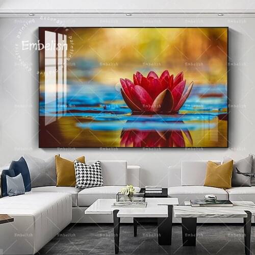 1 Pieces Pink Lotus In The Lake Landscape Wall Art Pictures For Living Room Modern Home Decor Posters HD Print Canvas Paintings