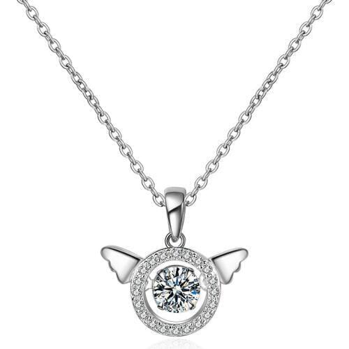 New 925Sliver America Needle Crystal from Swarovskis Guardian angel Necklace Flashing For Woman Christmas Gifts