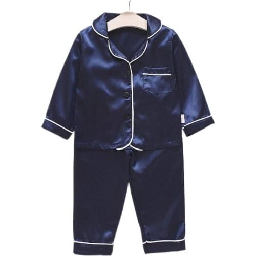 Spring autumn new Children pajamas 2pcs sets long-sleeved pure color pajamas household suit baby boy cloths kids Sleep Wear