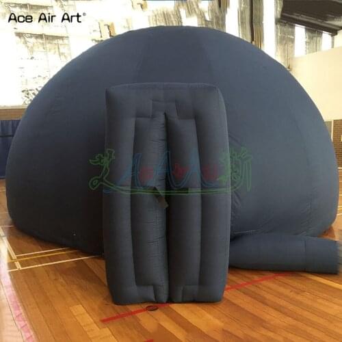 Portable Oxford Cloth Ginat 5m Diameter Customized Black And Blue Ringless Dome Inflatable Planetarium Tent Made In China
