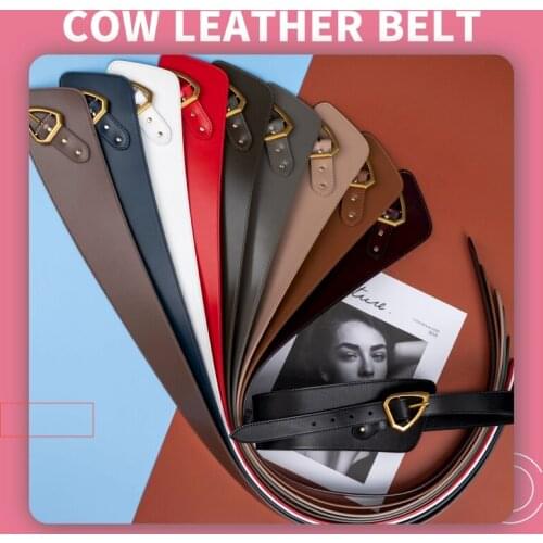Suit coat cowhide belt woman waist decoration accessories suit skirt dress black coffee wide waist sealing belt