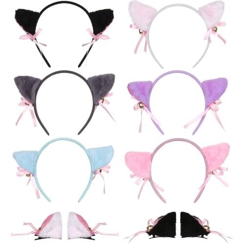 Lovely Night Party Club Bar Decorate Headbands Plush Cat Fur Ear Hairband Girls Anime Cosplay Cat Ear Hairwear Party supplies