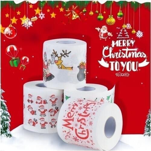 Santa Claus Bath Toilet Roll Paper High Quality Christmas Decor Tissue Xmas Printed Christmas Supplies Home Tool Two Layer