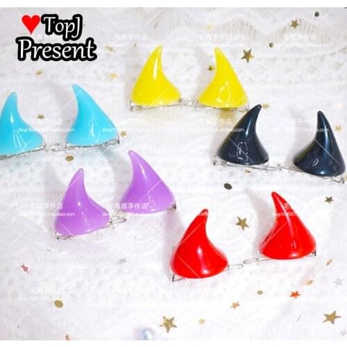 Devils horn hairpin cows horn hairpin Japanese Harajuku headdress cos funny Halloween Lolita