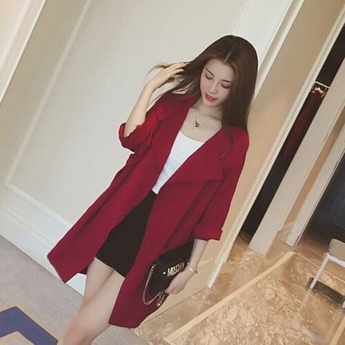 New Spring AutumnWomen Trench Coat Casual Women Cardigans Windproof Coat Female Long Trench Windbreaker Outwear Coat 3XL 50