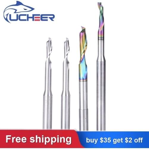 UCHEER 1pc SHK8mm single Flute DLC coating Aluminum Solid Carbide milling cutter End Mill router bits for CNC machine