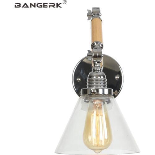 Loft Industrial Edison Wall Sconces Adjust Long Arm Vintage Wall Lamp LED Wood Glass Light Home Decor Indoor Lighting Fixtures