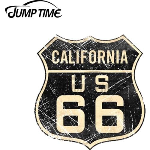 Jump Time 13 x 9.9cm For CALIFORNIA ROUTE 66 Funny Car Stickers Vinyl JDM Sunscreen Waterproof Bumper Occlusion Scratch Decal