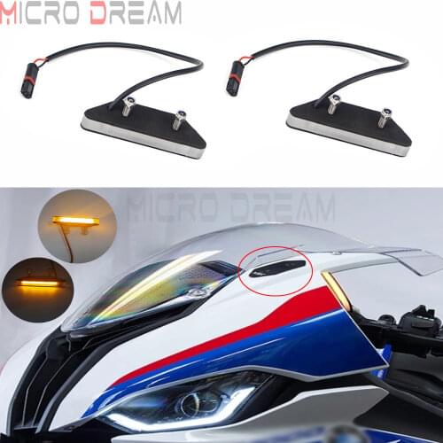 Mirror Block Off Plates Amber LED Sequential Flowing Front Turn Signals Instal On Fairing For BMW S1000RR 2020-2021 Plug & Play