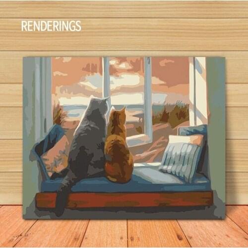 Animals DIY Paint By Numbers For Adults Canvas Cat Acrylic Paintings Coloring Drawing By Numbers Animal Home Decoration Art Set