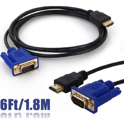 1.8M VGA Cable HD 1080P HDMI-compatible Male to VGA Male Video Converter Adapter for PC Laptop USB Plug Converter Travel Power