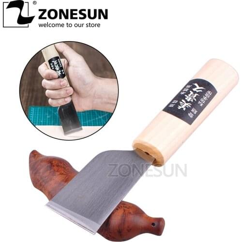 ZONEUN One 1pc DIY Stainless Steel Leather Cutting Knife Leather Craft Tool with Wooden Cutter Tool Hot Sale