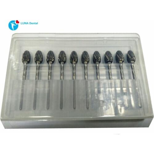 10 PCS Dental Lab Polisher Drills Assorted Tungsten Steel Carbide Burs F06 2.35MM